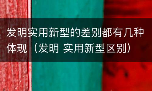 发明实用新型的差别都有几种体现（发明 实用新型区别）