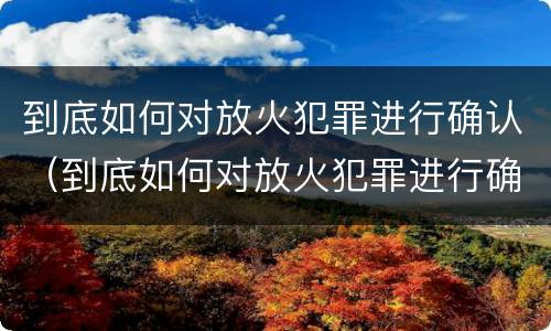 到底如何对放火犯罪进行确认（到底如何对放火犯罪进行确认）