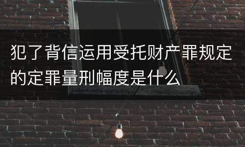 犯了背信运用受托财产罪规定的定罪量刑幅度是什么