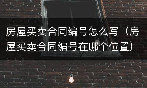 房屋买卖合同编号怎么写（房屋买卖合同编号在哪个位置）