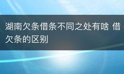 湖南欠条借条不同之处有啥 借欠条的区别