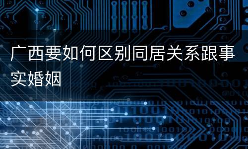 广西要如何区别同居关系跟事实婚姻