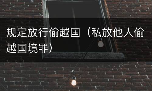 规定放行偷越国（私放他人偷越国境罪）