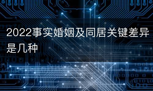 2022事实婚姻及同居关键差异是几种