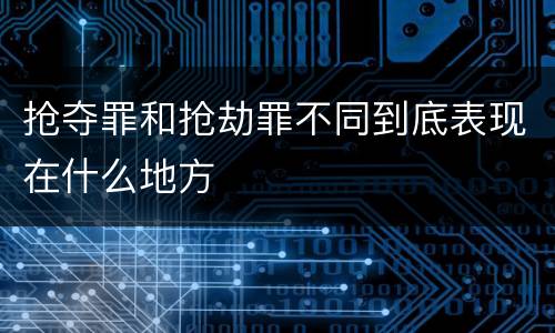抢夺罪和抢劫罪不同到底表现在什么地方
