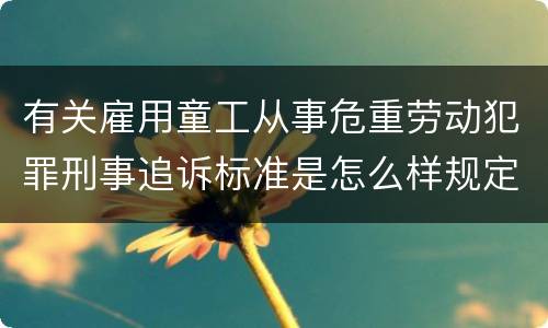 有关雇用童工从事危重劳动犯罪刑事追诉标准是怎么样规定