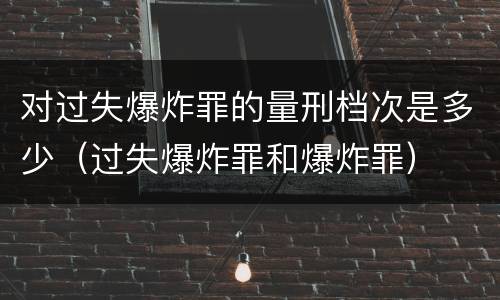 对过失爆炸罪的量刑档次是多少（过失爆炸罪和爆炸罪）