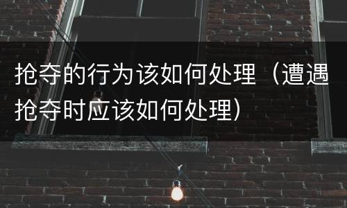 抢夺的行为该如何处理（遭遇抢夺时应该如何处理）