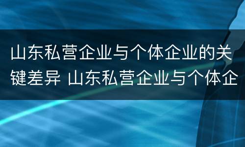 山东私营企业与个体企业的关键差异 山东私营企业与个体企业的关键差异是