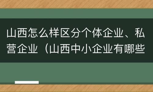 山西怎么样区分个体企业、私营企业（山西中小企业有哪些）