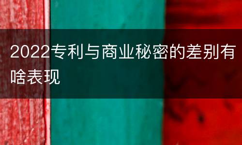 2022专利与商业秘密的差别有啥表现