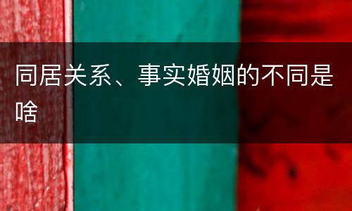 同居关系、事实婚姻的不同是啥