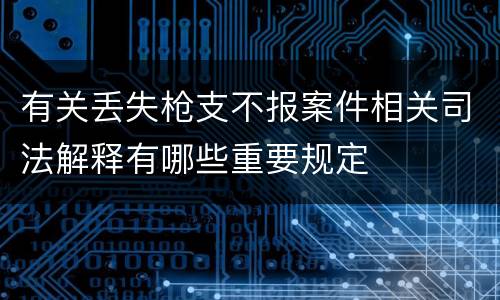 有关丢失枪支不报案件相关司法解释有哪些重要规定