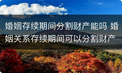 婚姻存续期间分割财产能吗 婚姻关系存续期间可以分割财产吗