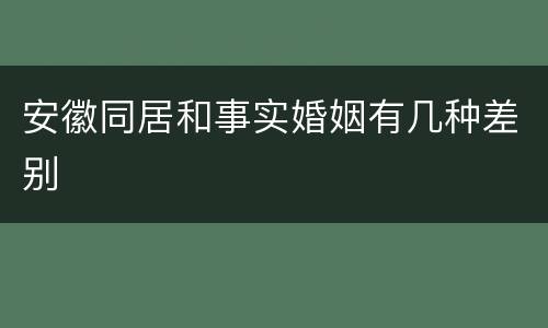 安徽同居和事实婚姻有几种差别