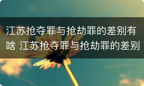 江苏抢夺罪与抢劫罪的差别有啥 江苏抢夺罪与抢劫罪的差别有啥区别