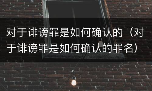 对于诽谤罪是如何确认的（对于诽谤罪是如何确认的罪名）