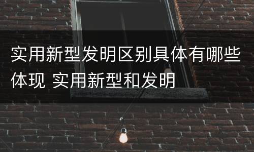 实用新型发明区别具体有哪些体现 实用新型和发明