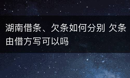湖南借条、欠条如何分别 欠条由借方写可以吗