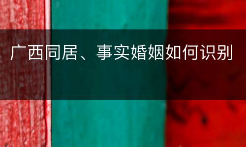 广西同居、事实婚姻如何识别