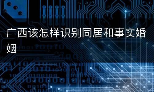 广西该怎样识别同居和事实婚姻