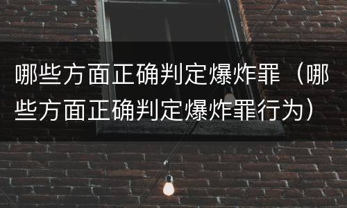 哪些方面正确判定爆炸罪（哪些方面正确判定爆炸罪行为）