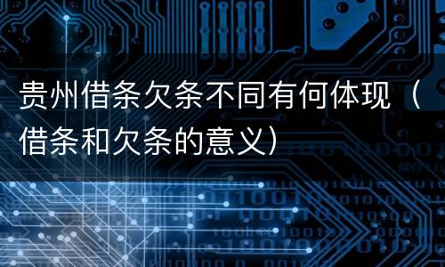 贵州借条欠条不同有何体现（借条和欠条的意义）