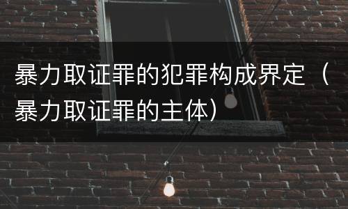 暴力取证罪的犯罪构成界定（暴力取证罪的主体）