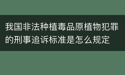 我国非法种植毒品原植物犯罪的刑事追诉标准是怎么规定