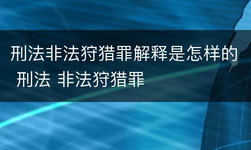 刑法非法狩猎罪解释是怎样的 刑法 非法狩猎罪