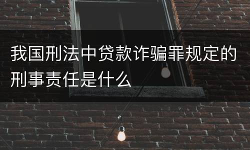 我国刑法中贷款诈骗罪规定的刑事责任是什么