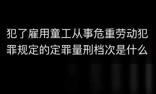 犯了雇用童工从事危重劳动犯罪规定的定罪量刑档次是什么样的