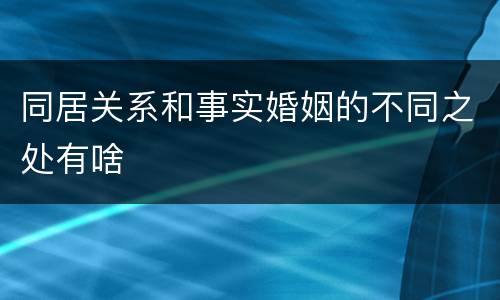 同居关系和事实婚姻的不同之处有啥