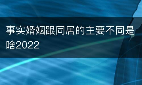事实婚姻跟同居的主要不同是啥2022