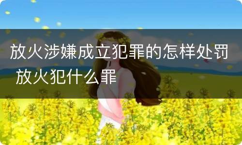 放火涉嫌成立犯罪的怎样处罚 放火犯什么罪