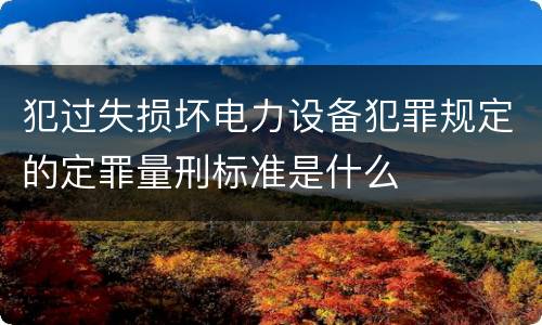 犯过失损坏电力设备犯罪规定的定罪量刑标准是什么