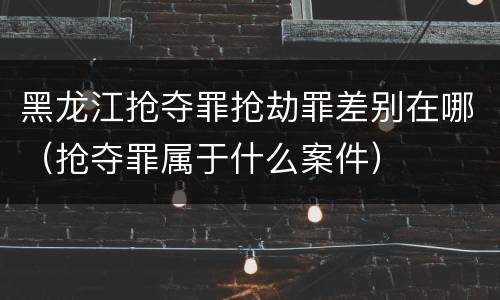 黑龙江抢夺罪抢劫罪差别在哪（抢夺罪属于什么案件）