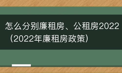 怎么分别廉租房、公租房2022（2022年廉租房政策）
