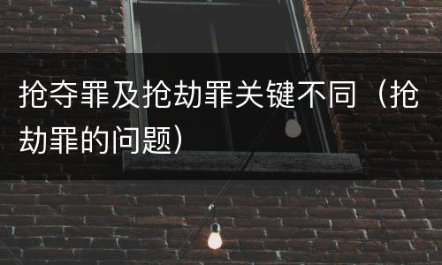 抢夺罪及抢劫罪关键不同（抢劫罪的问题）