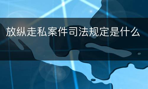 放纵走私案件司法规定是什么