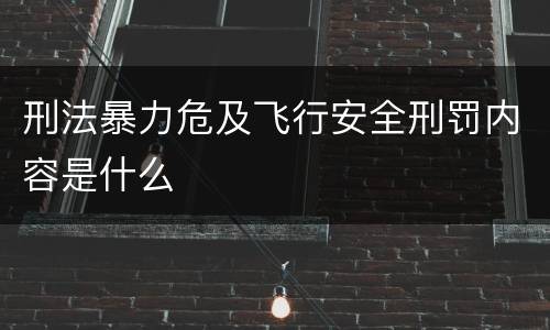 刑法暴力危及飞行安全刑罚内容是什么