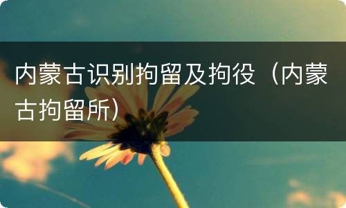 内蒙古识别拘留及拘役（内蒙古拘留所）