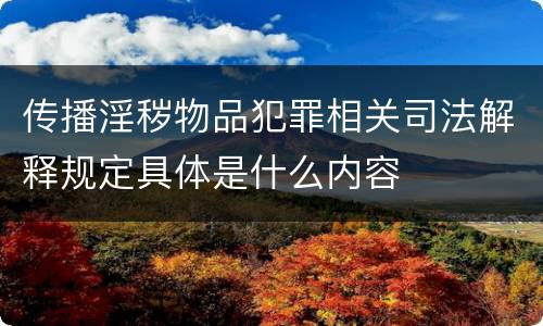 传播淫秽物品犯罪相关司法解释规定具体是什么内容