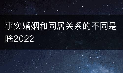 事实婚姻和同居关系的不同是啥2022