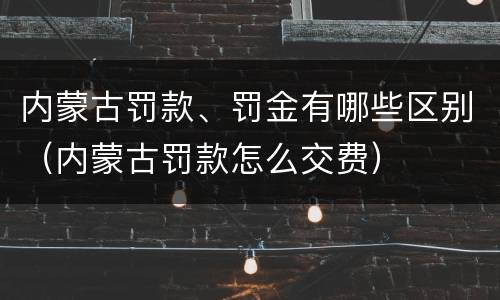 内蒙古罚款、罚金有哪些区别（内蒙古罚款怎么交费）