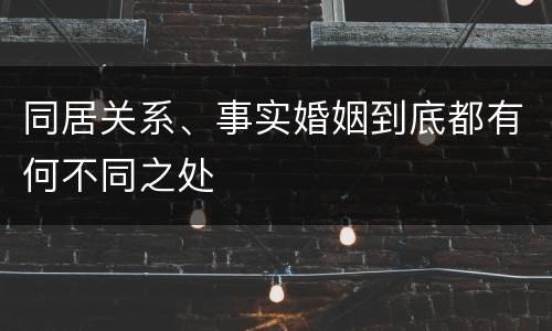 同居关系、事实婚姻到底都有何不同之处
