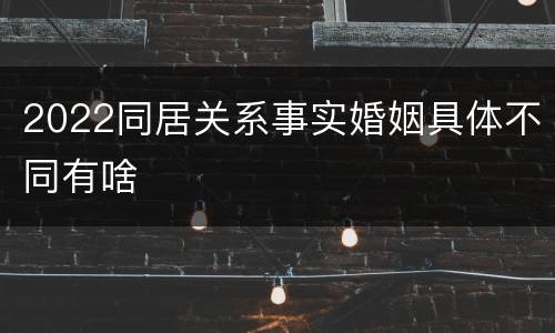 2022同居关系事实婚姻具体不同有啥