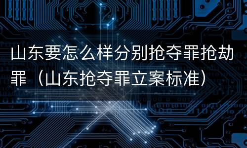 山东要怎么样分别抢夺罪抢劫罪（山东抢夺罪立案标准）