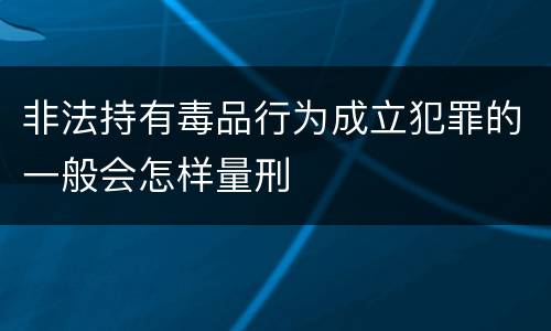 非法持有毒品行为成立犯罪的一般会怎样量刑