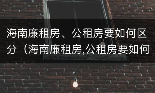 海南廉租房、公租房要如何区分（海南廉租房,公租房要如何区分呢）
